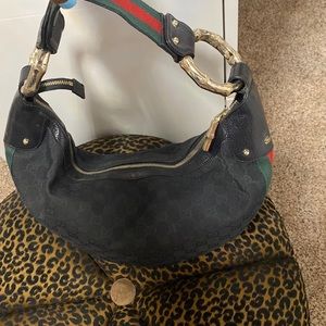Gucci half moon black canvas hobo/handbag/purse